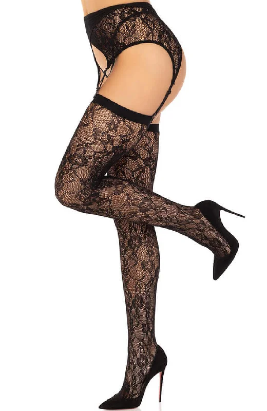 Black lace thigh highs & garter belt