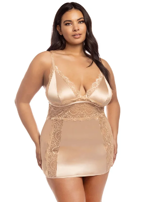 Curvy Laura Satin Babydoll Dress