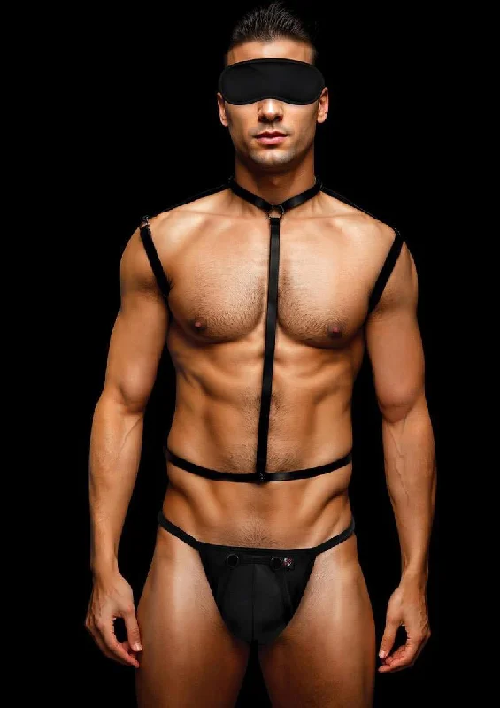 Envy 3 Pc Wet Look Chest Harness - Large/xlarge -  Black