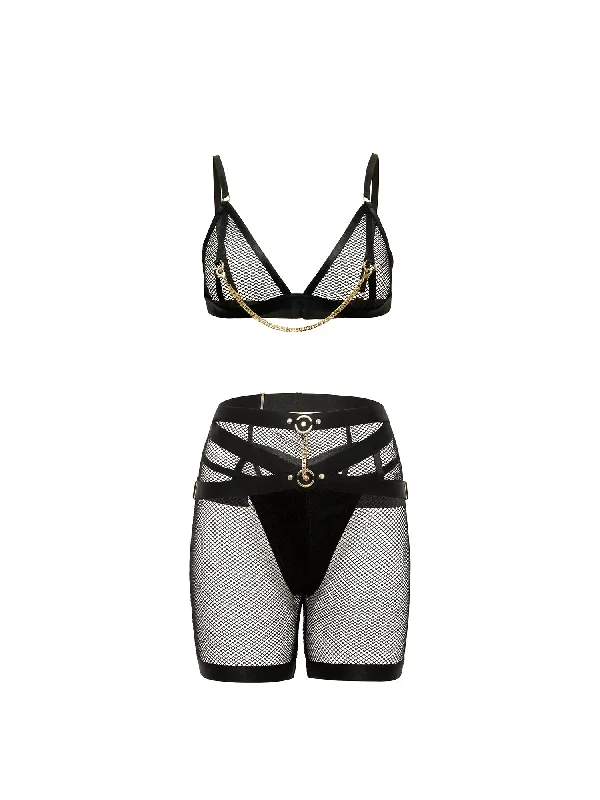 Fetish TomGirl Biker Short Bra Set